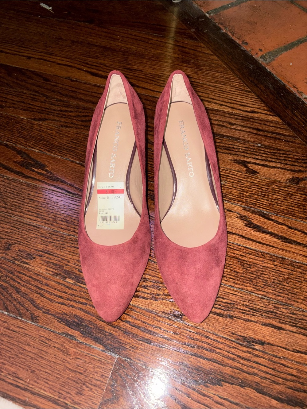 Franco Sarto Burgundy Suede Pointed-Toe Pumps